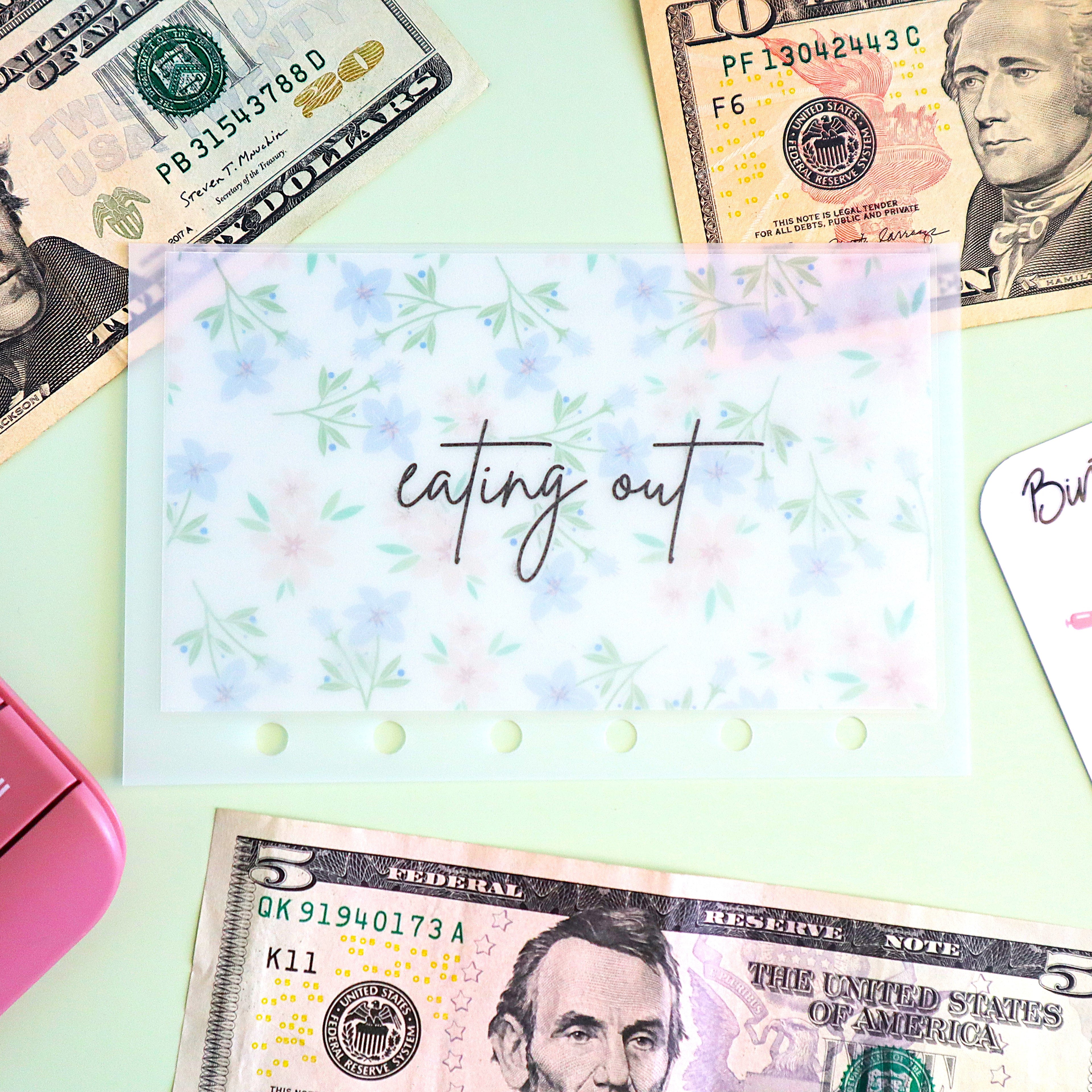 Blue Flowers A7 Cash Envelopes