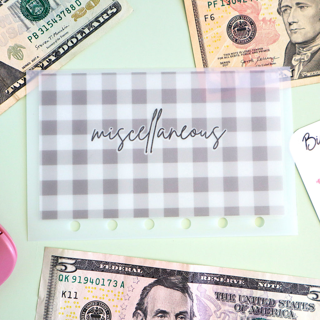 Black Gingham A7 Cash Envelopes