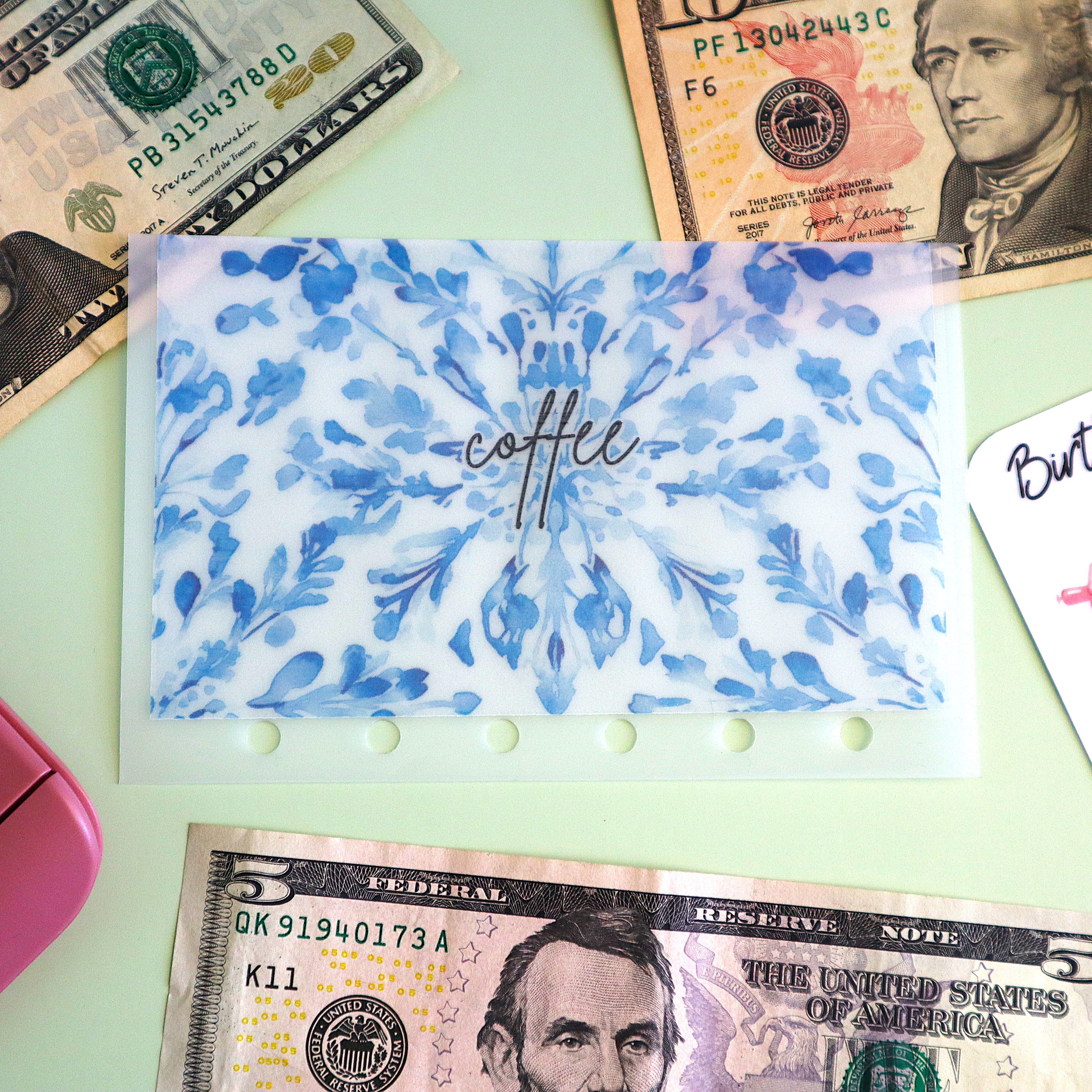 Blue Watercolor A7 Cash Envelope