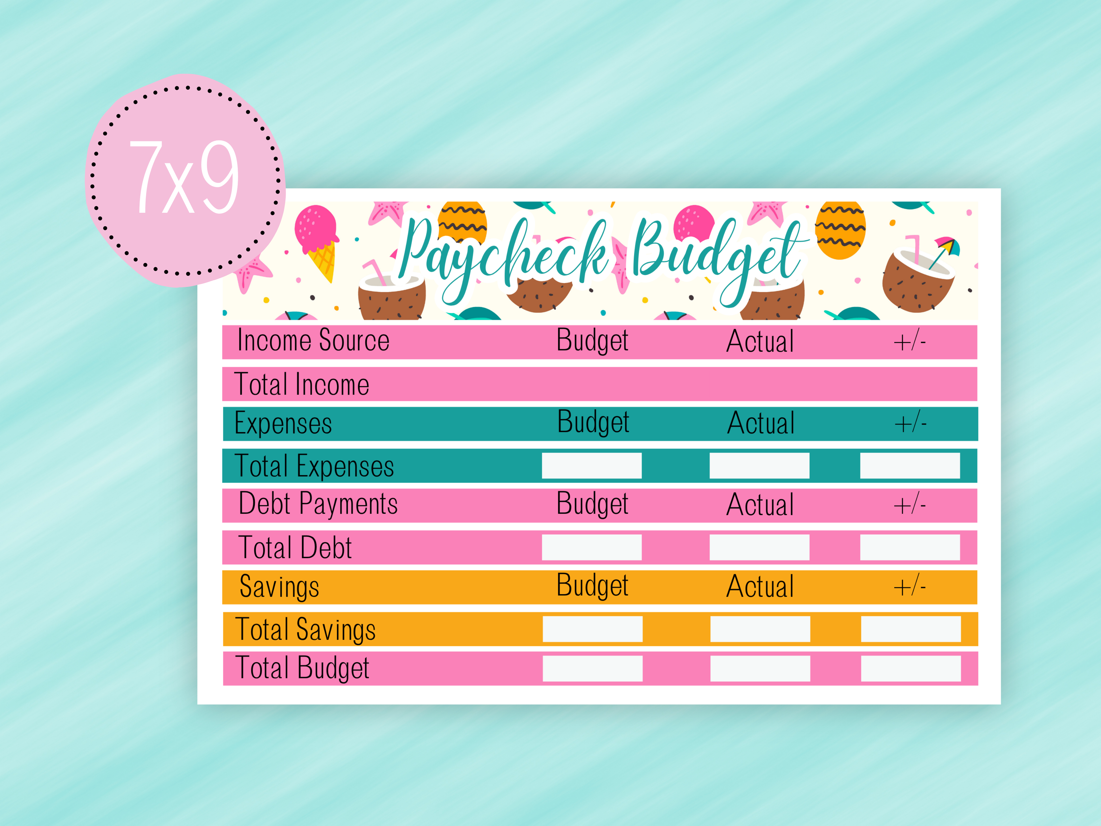 July Sticker #2 - Complete Paycheck Budget Kit