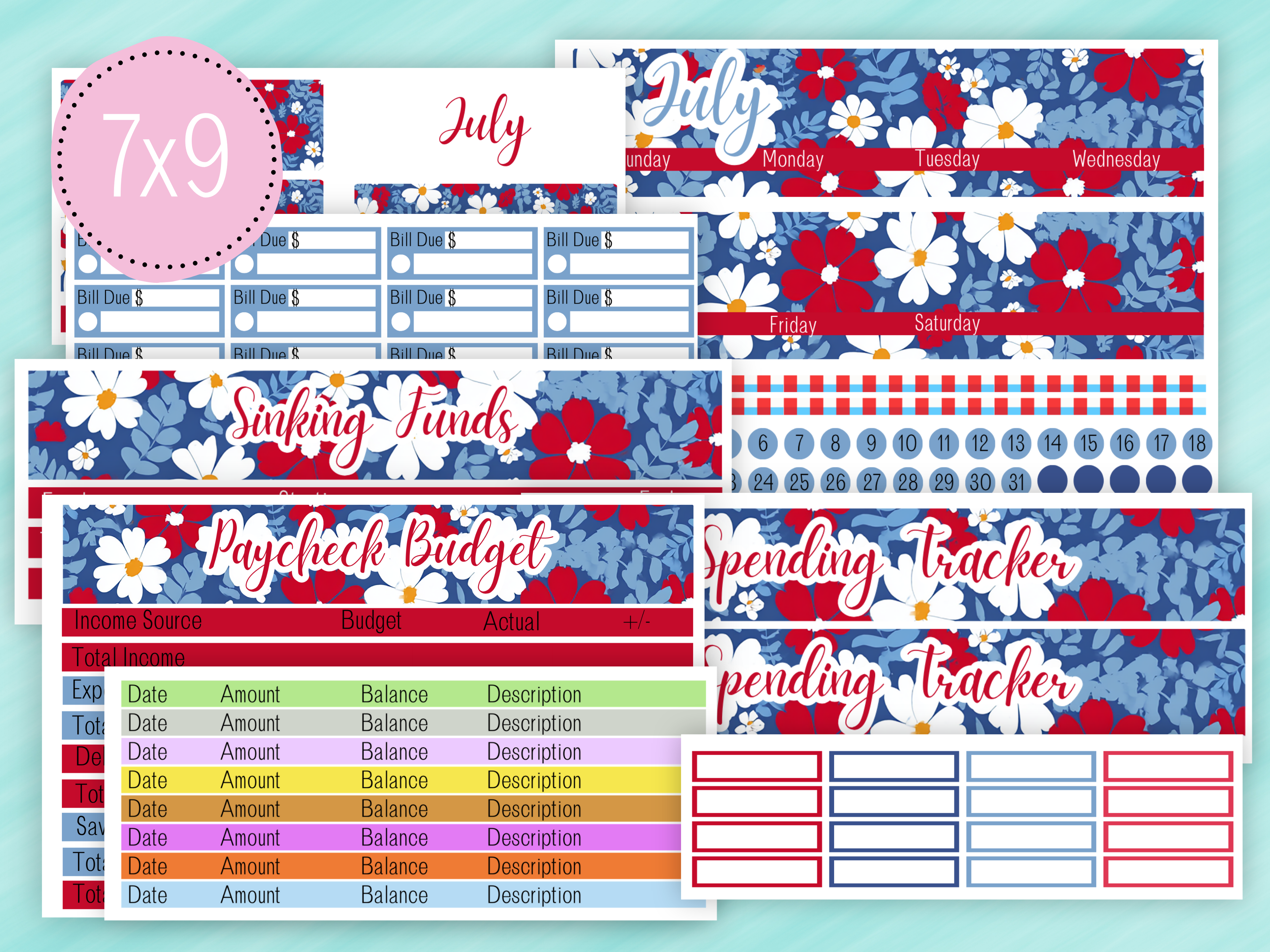 July Stickers #1 - Complete Paycheck Budget Kit