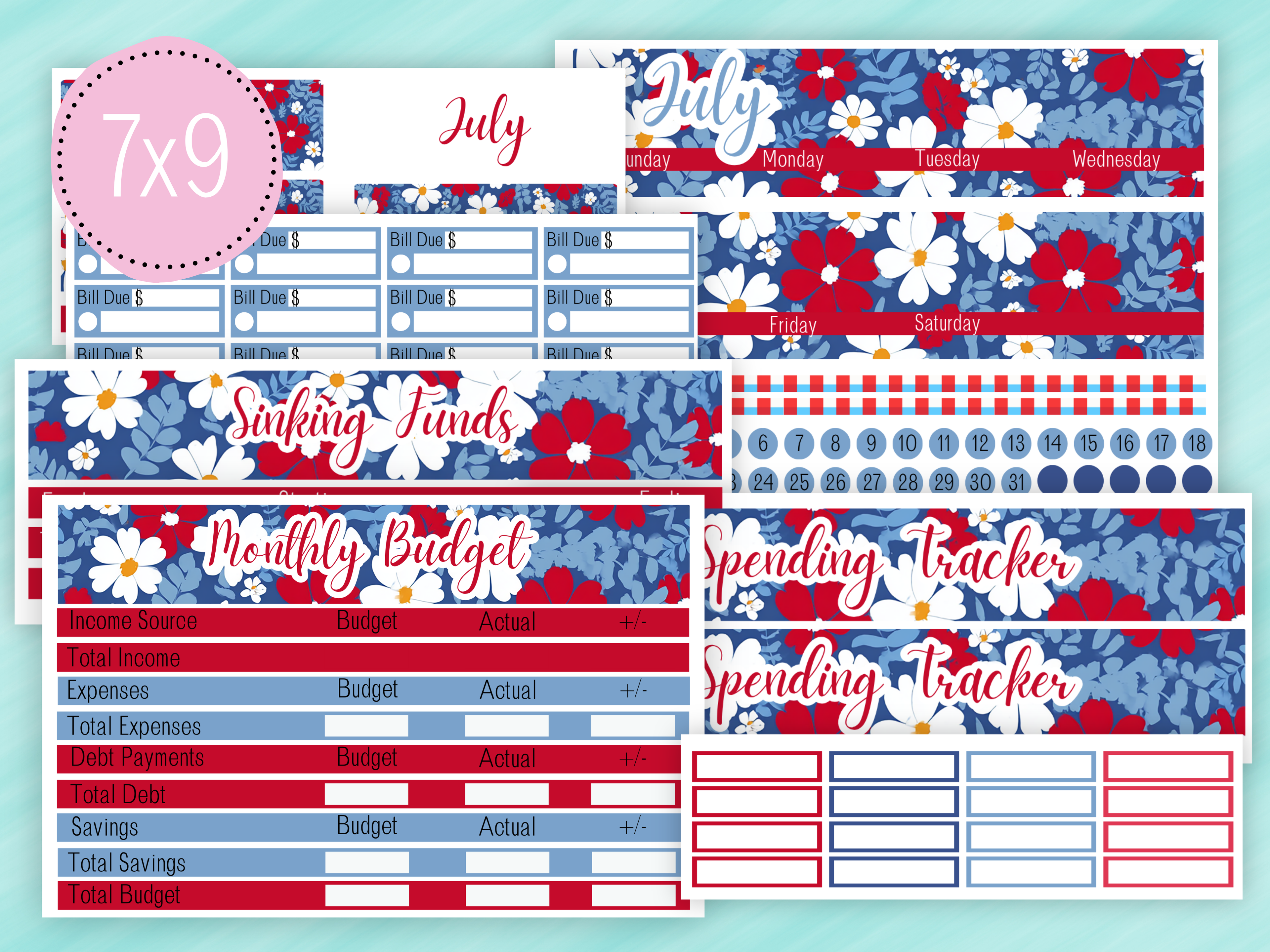 July Stickers #1 - Monthly Budget Kit