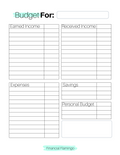 Business Budget Printable